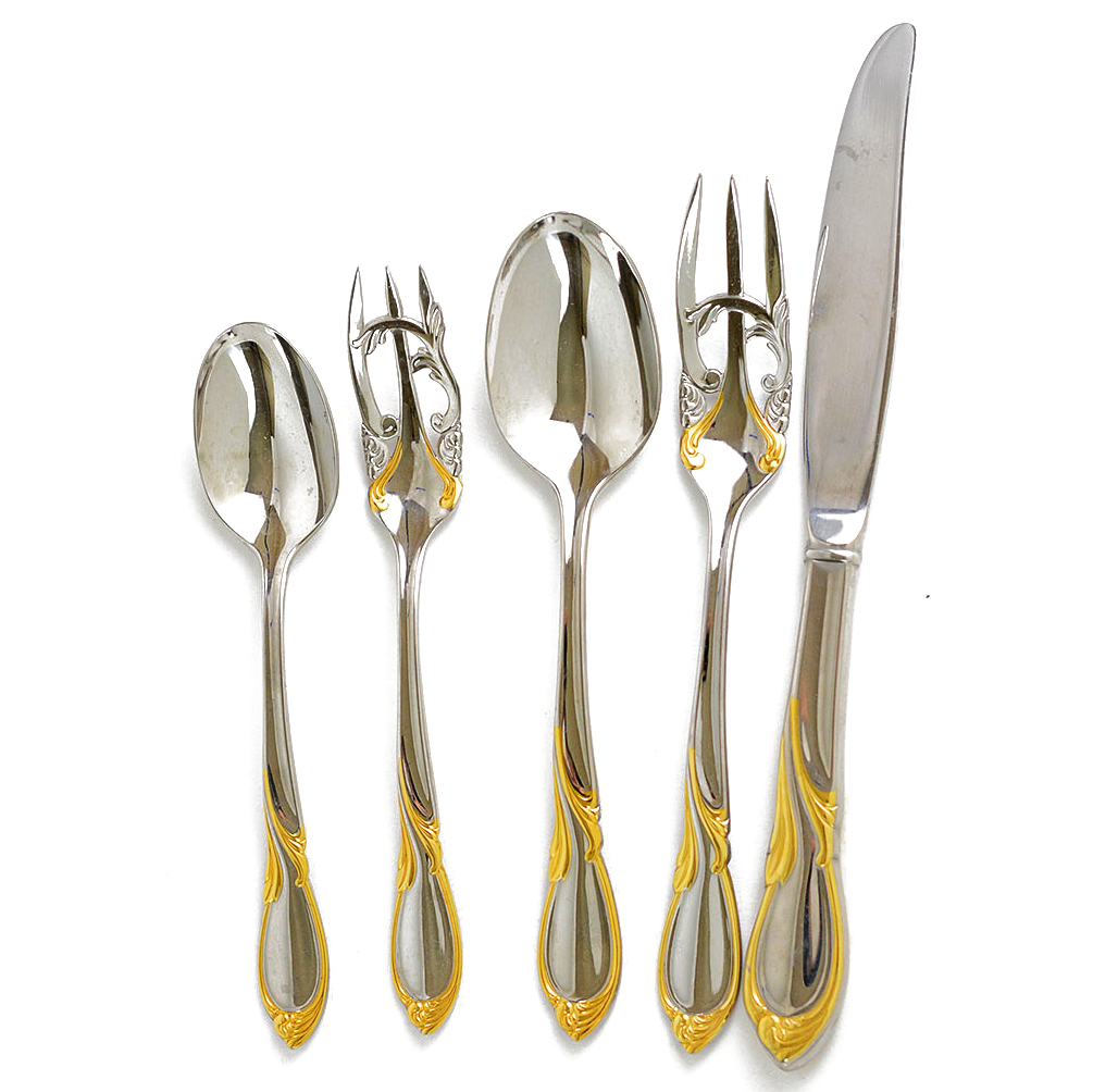 Yamazaki "Cache Gold Accent" Flatware Service for Eight