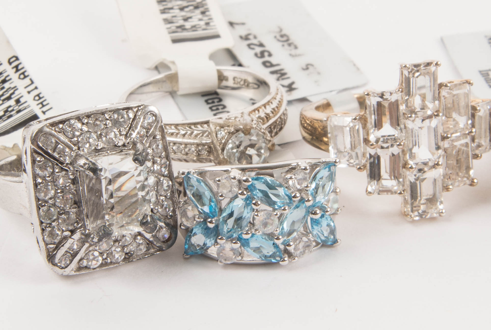 925 Sterling Silver Rings with Synthetic Stones