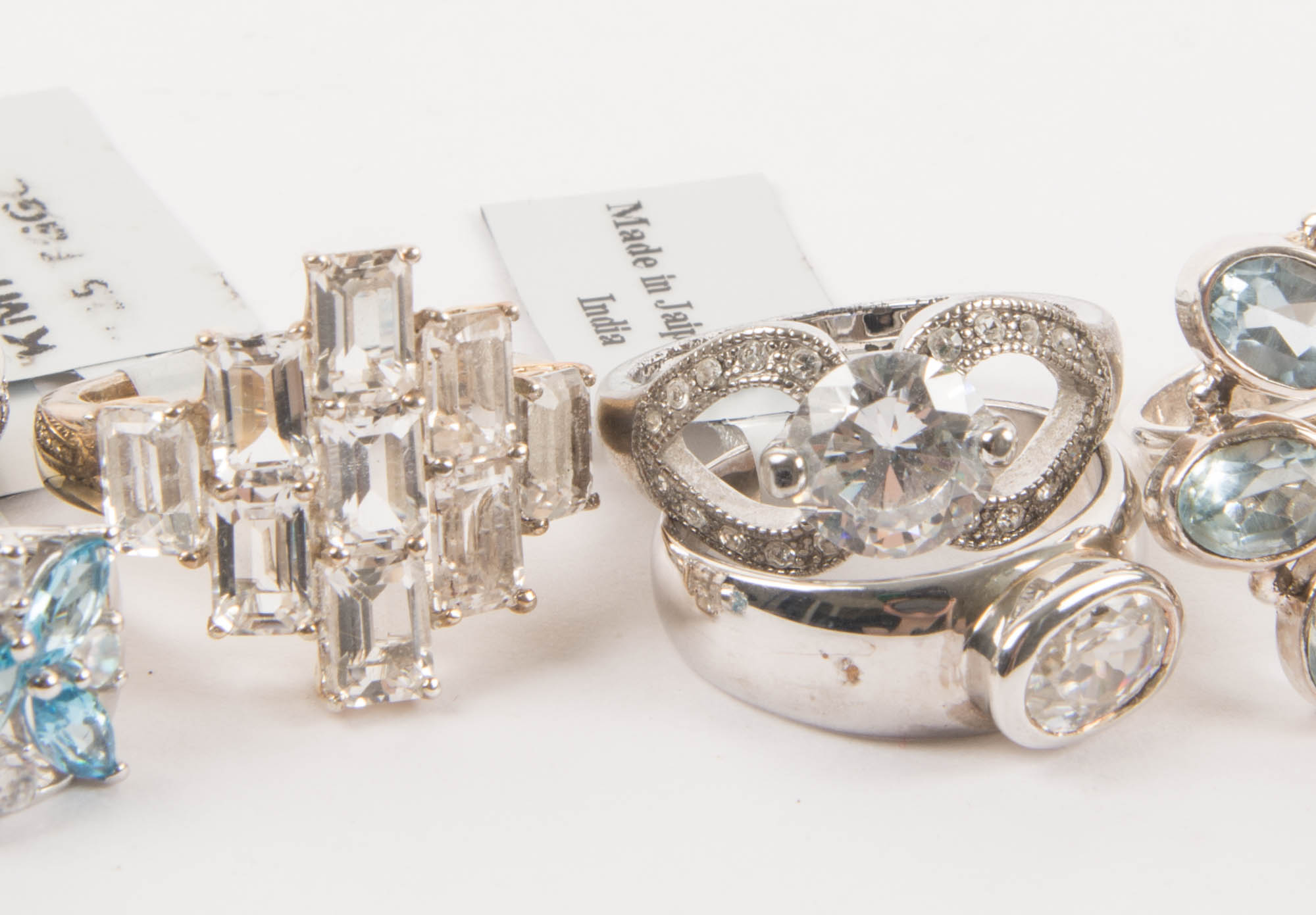 925 Sterling Silver Rings with Synthetic Stones