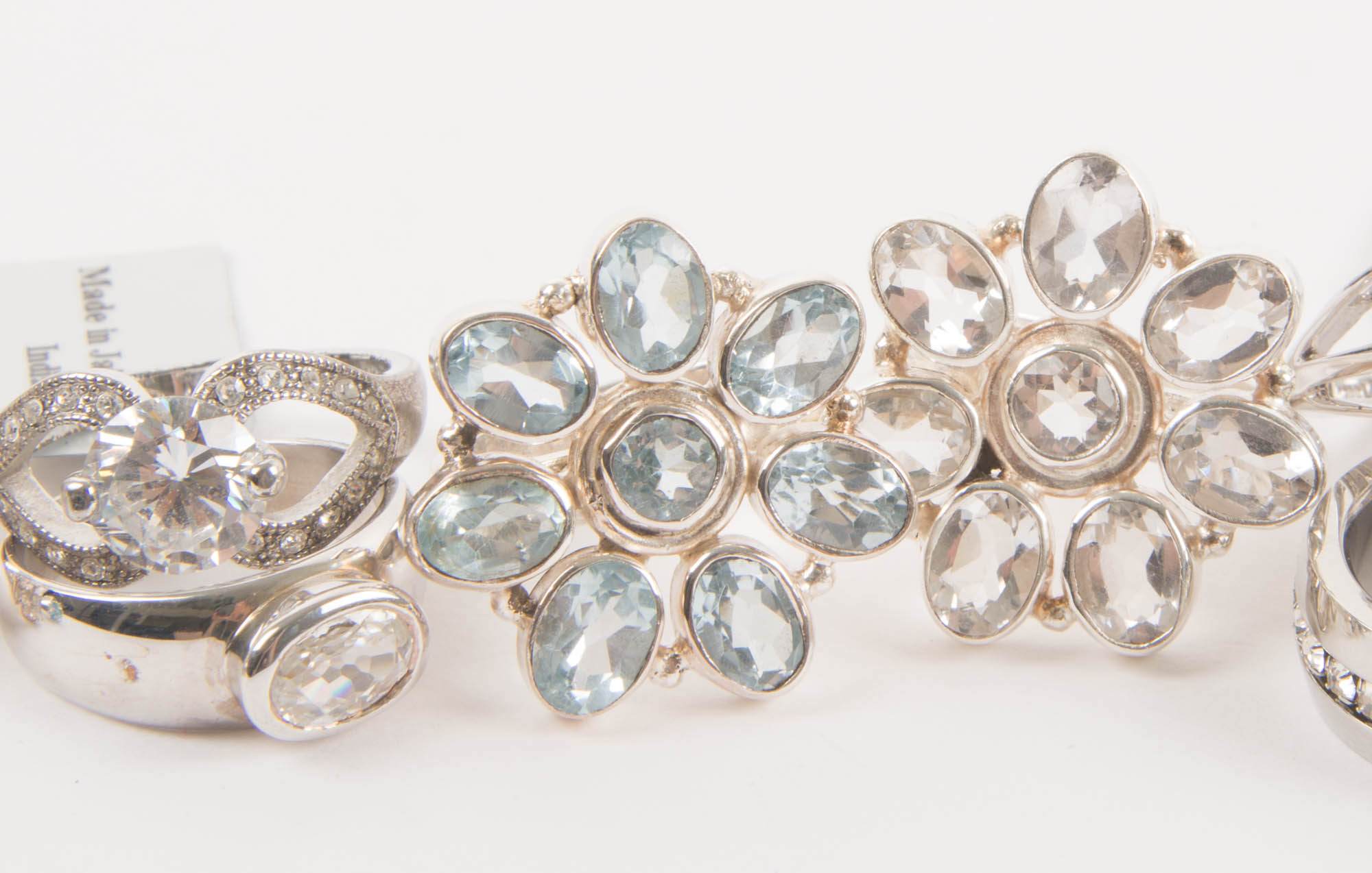 925 Sterling Silver Rings with Synthetic Stones