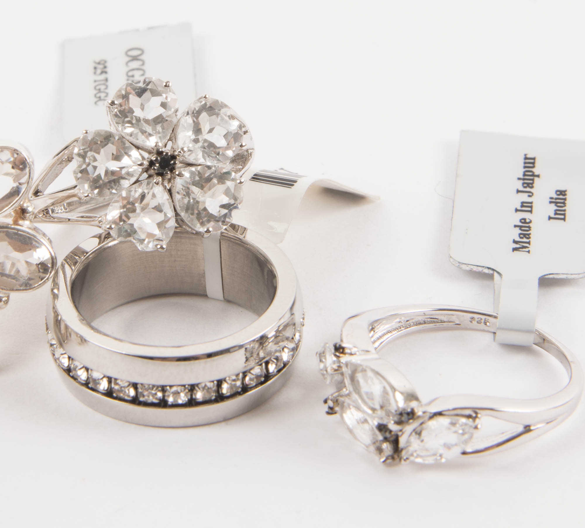 925 Sterling Silver Rings with Synthetic Stones