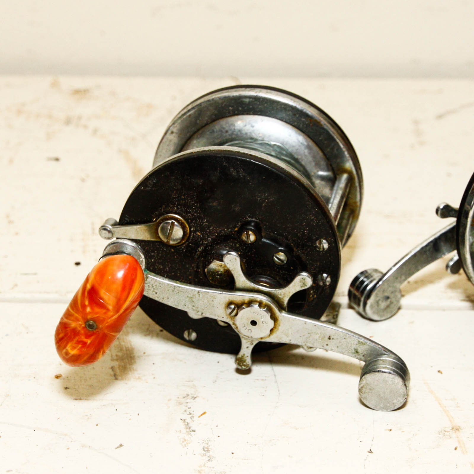 Vintage Kumfort Fishing Bag, Fishing Reels, and Lines