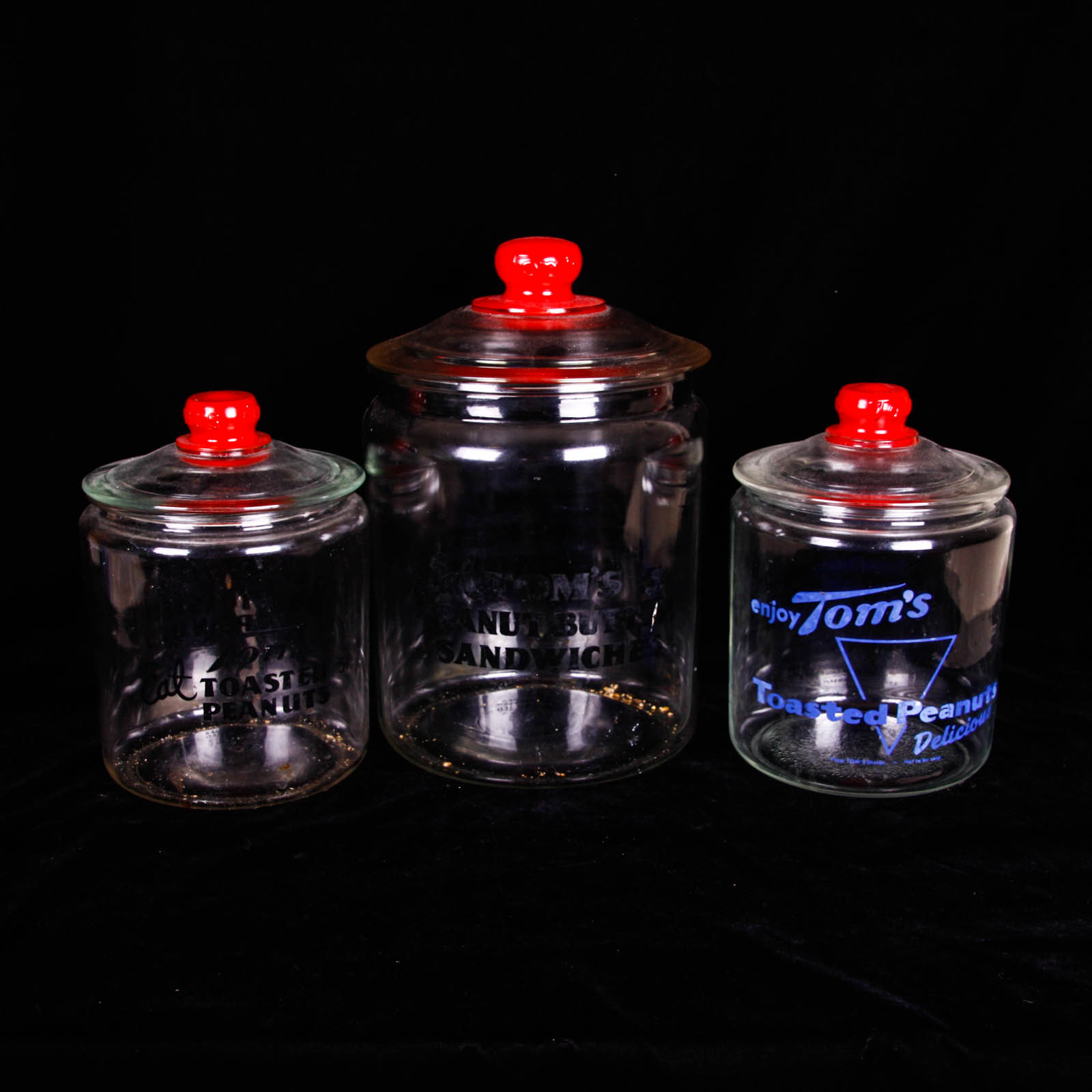 Vintage Tom's Peanut and Peanut Butter Glass Jars