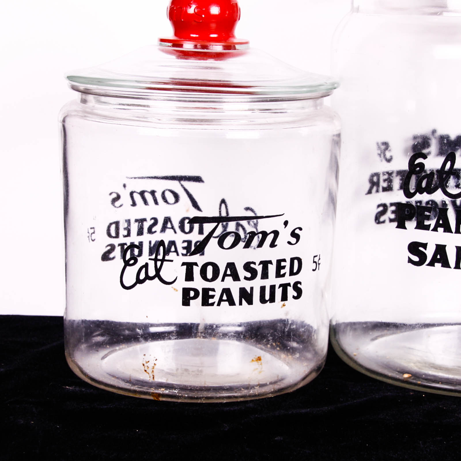 Vintage Tom's Peanut and Peanut Butter Glass Jars
