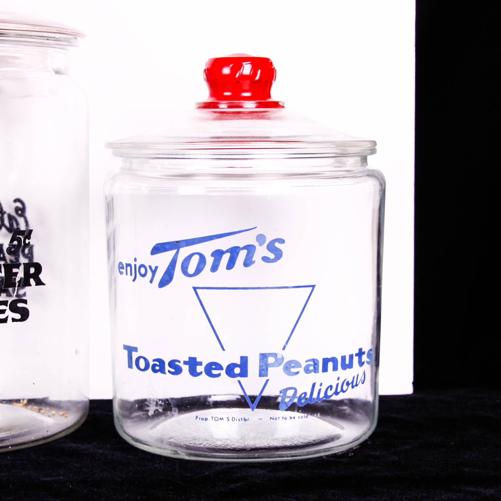 Vintage Tom's Peanut and Peanut Butter Glass Jars