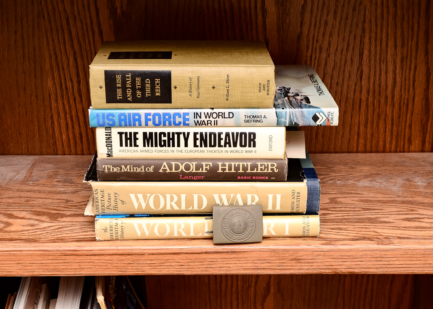 Antique World War I Era "Gott Mit Uns" Belt Buckle and Collection of World War Books