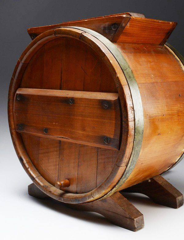 Antique New Style White Cedar Cylinder Butter Churn