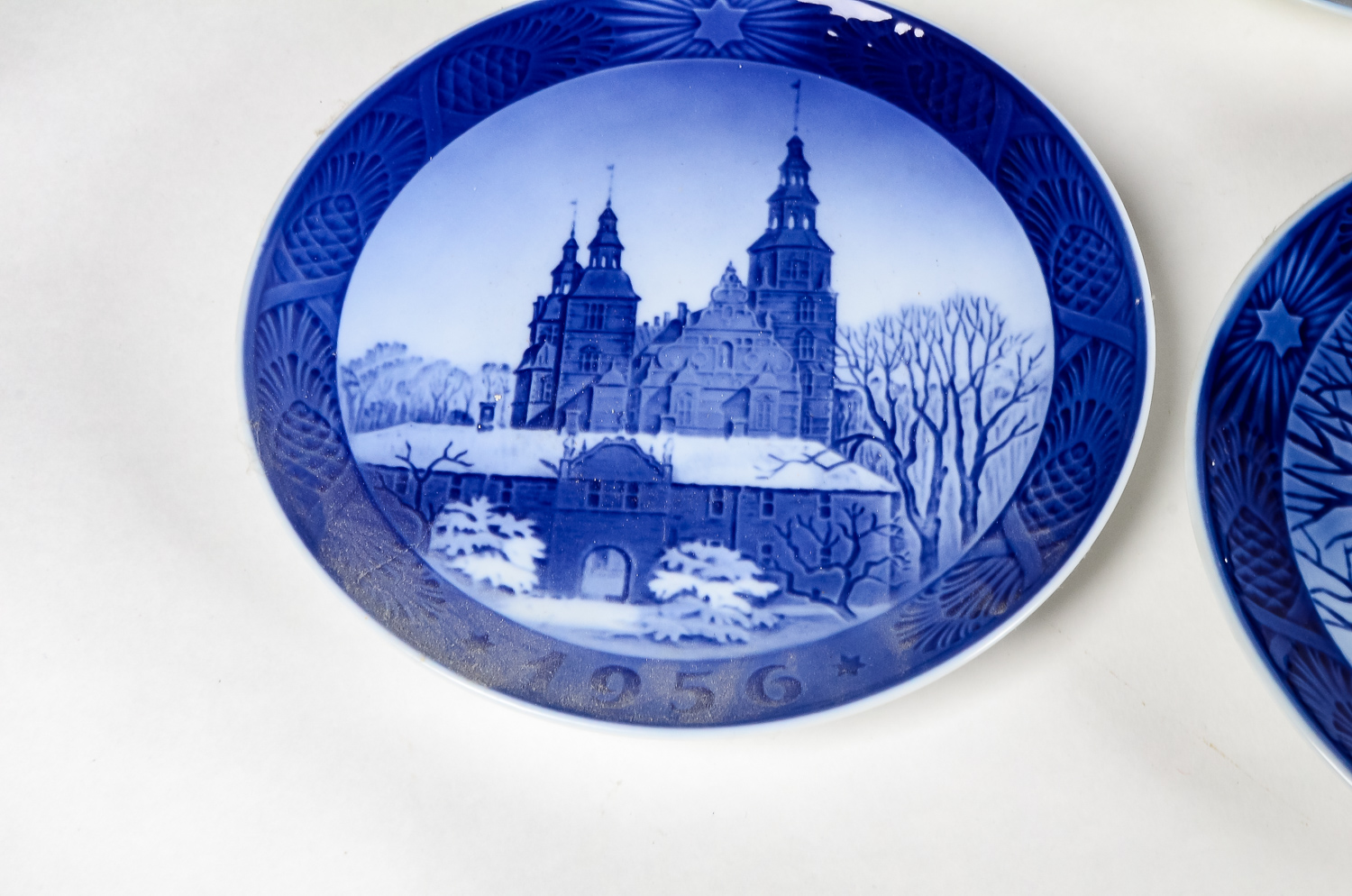 Set of Blue Porcelain Decorative Plates and a Delft Planter
