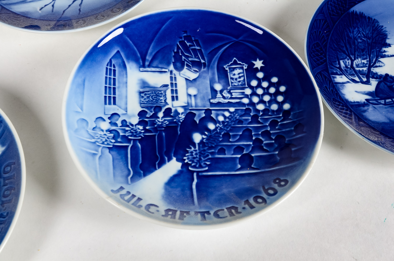 Set of Blue Porcelain Decorative Plates and a Delft Planter