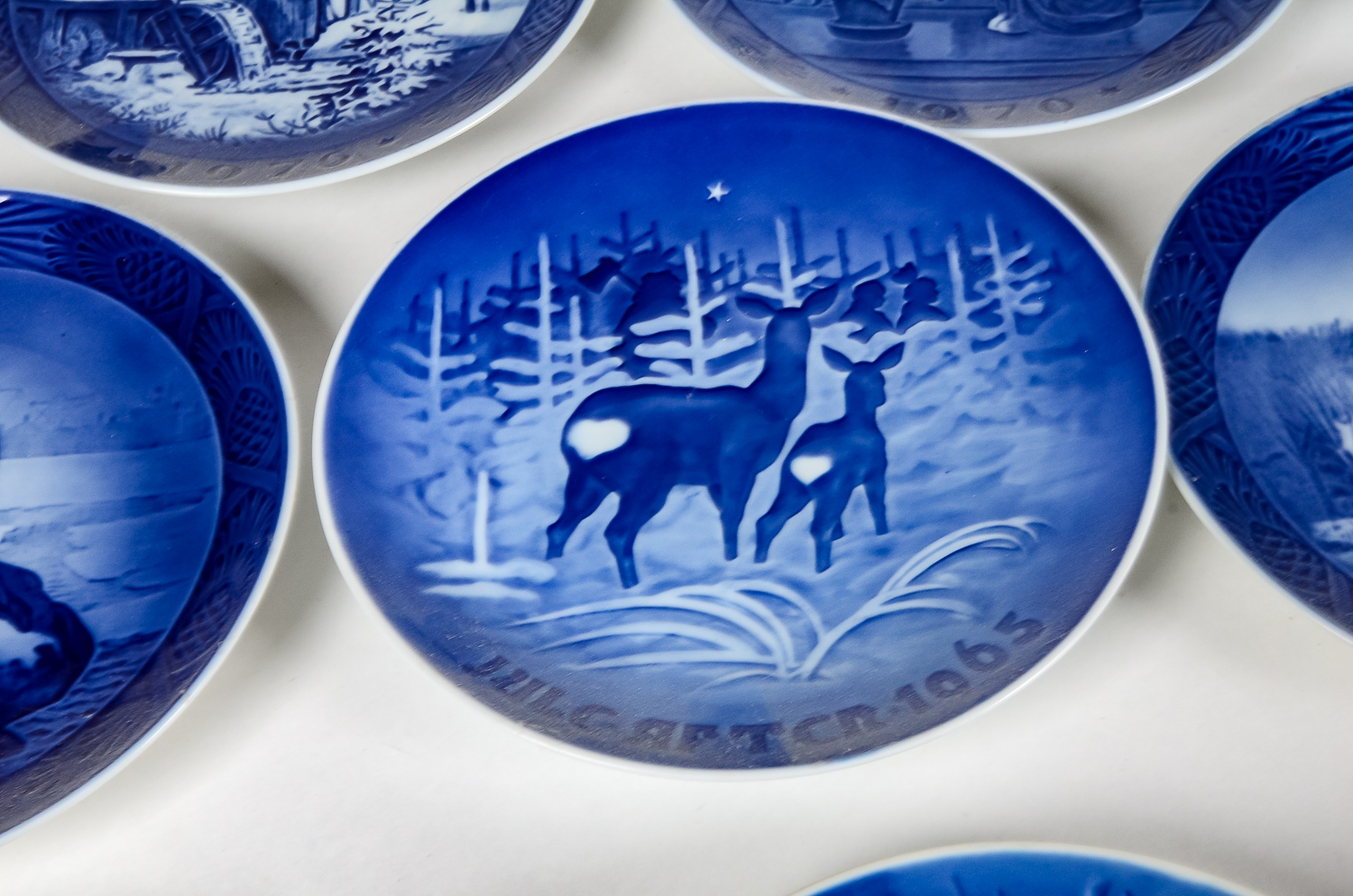 Set of Blue Porcelain Decorative Plates and a Delft Planter