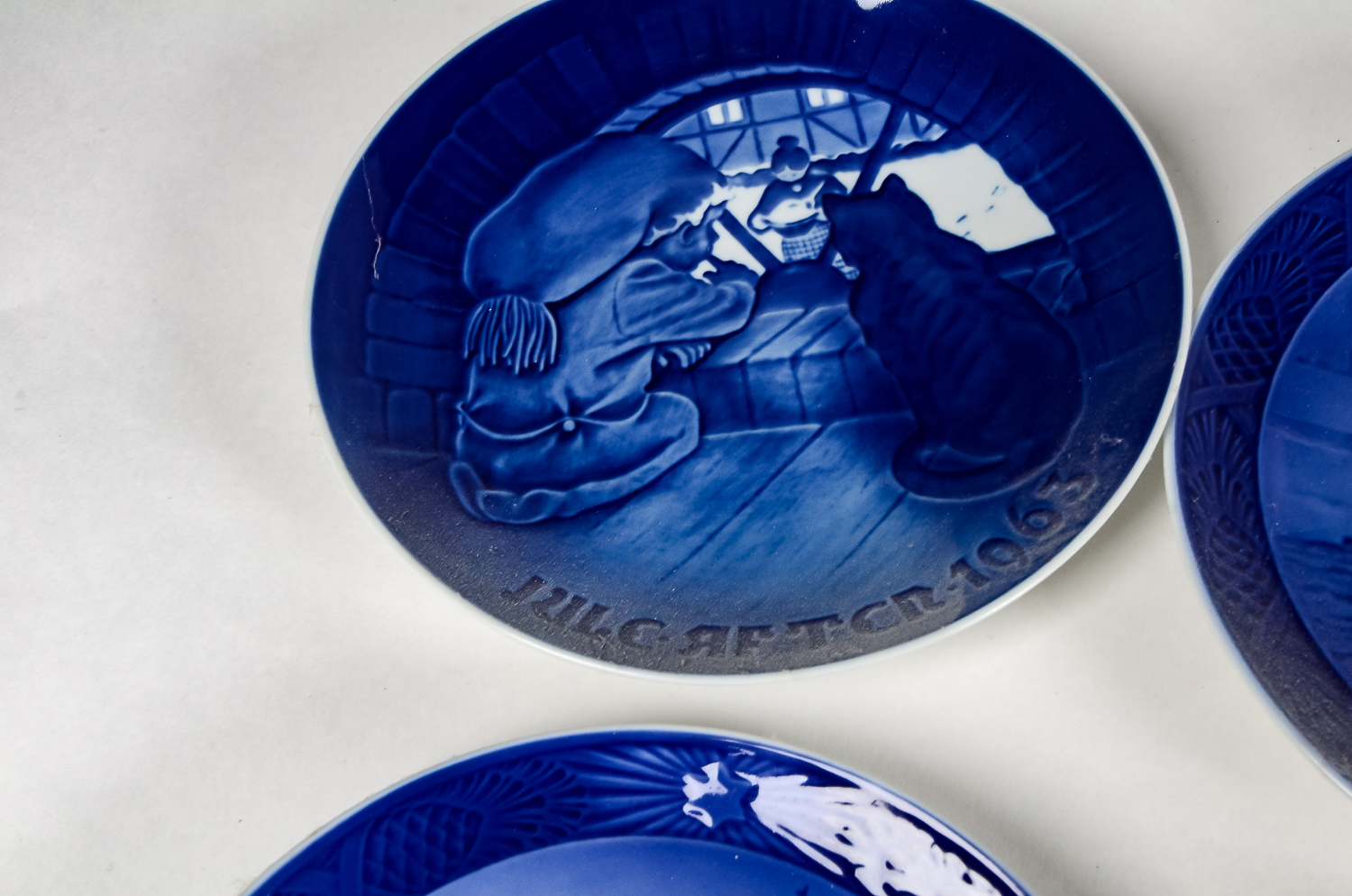 Set of Blue Porcelain Decorative Plates and a Delft Planter