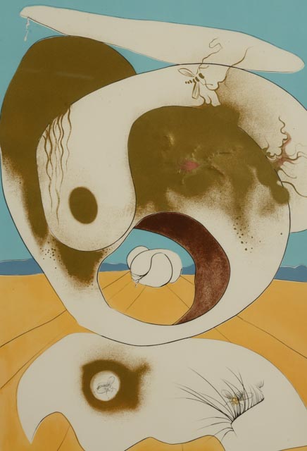 Salvador Dalí Original Mixed Media Print "Vision Planétaire et Scatologique"