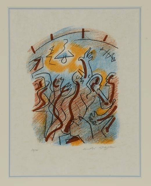 Andre Masson Original Lithograph on Paper "Les Adeptes De Charonne"
