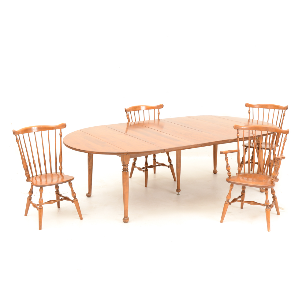 Ethan Allen Maple Drop-Leaf Dining Table and Chairs