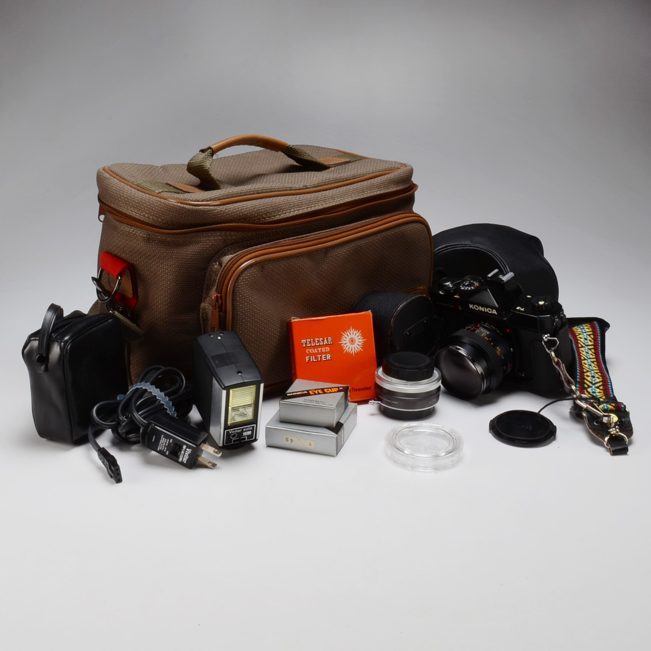 Konica Autoreflex T3 Camera with Case and Accessories