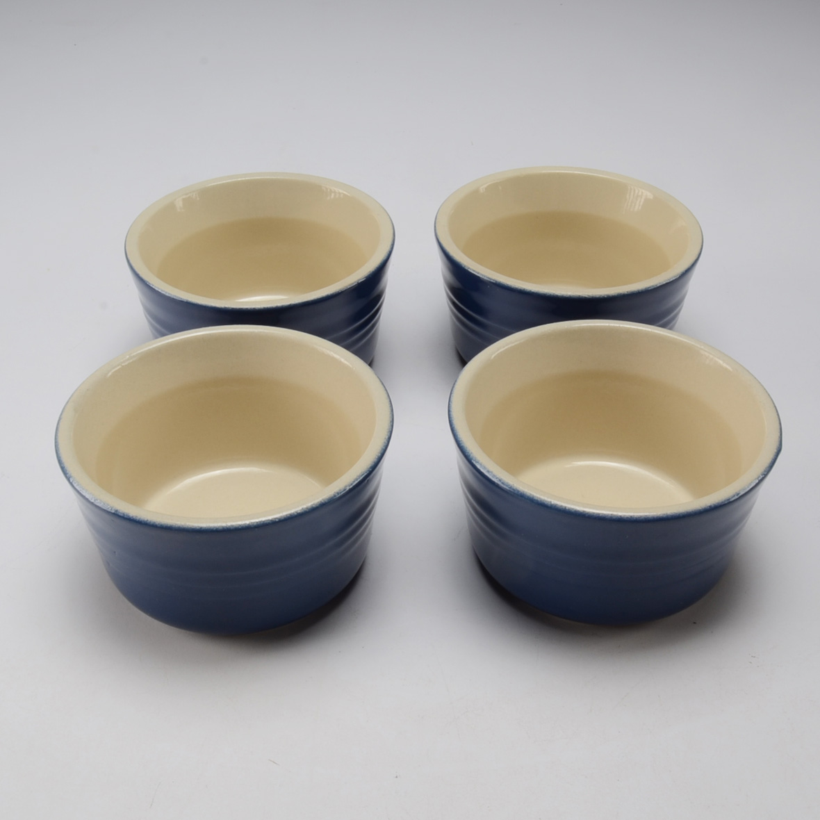 Set of Four Le Creuset "Indigo" Stoneware Ramekins