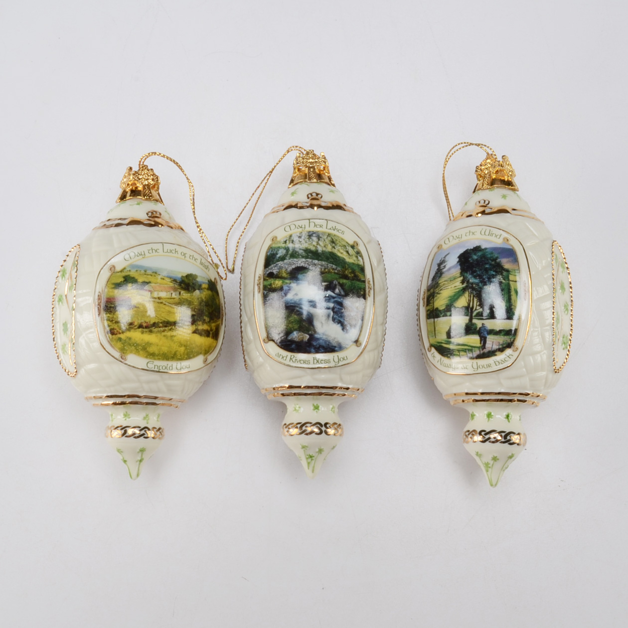 Set of Three "Irish Blessings" Porcelain Ornaments