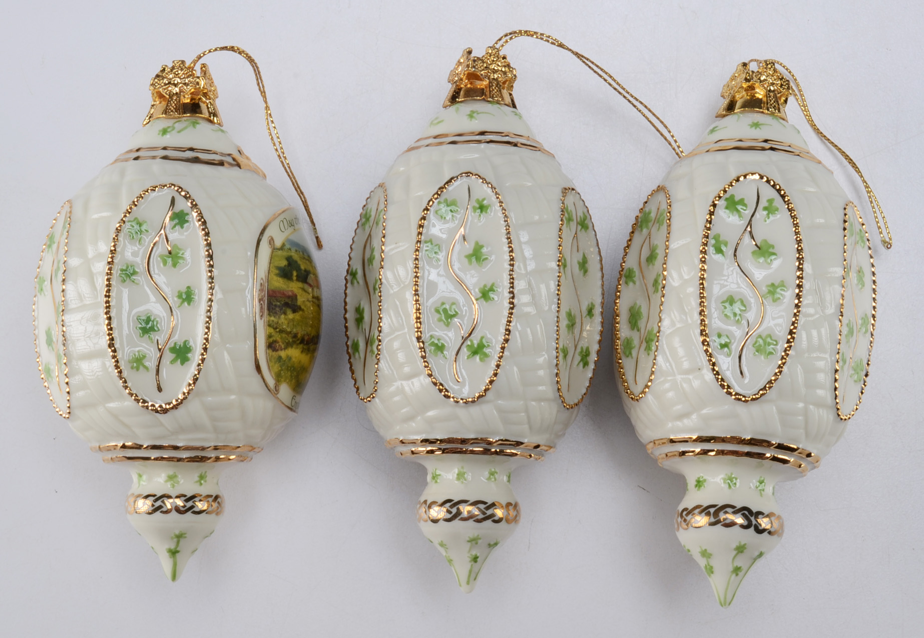 Set of Three "Irish Blessings" Porcelain Ornaments