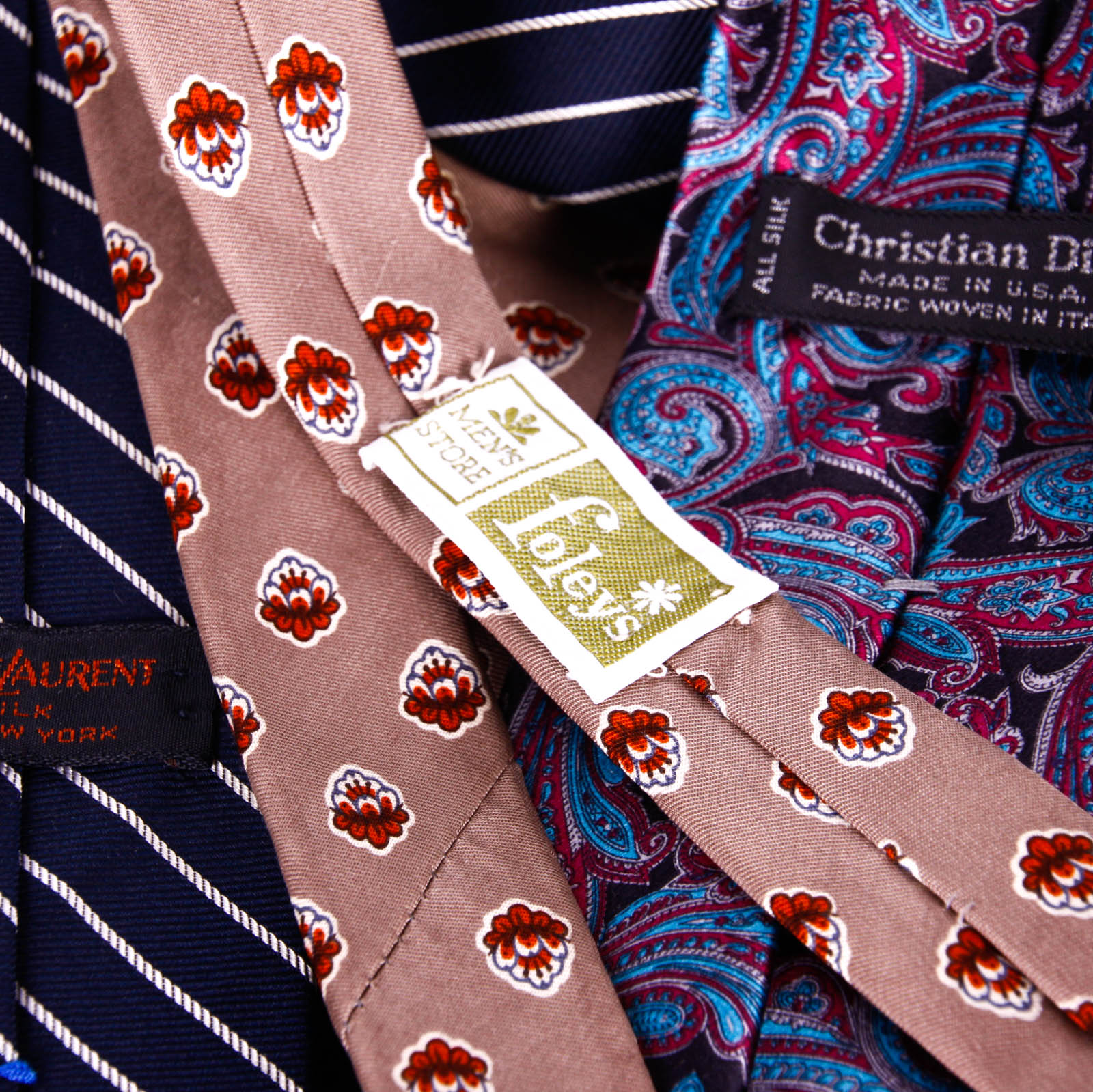 Men's Ties Featuring Christian Dior, Yves Saint Laurent, and Barry of London