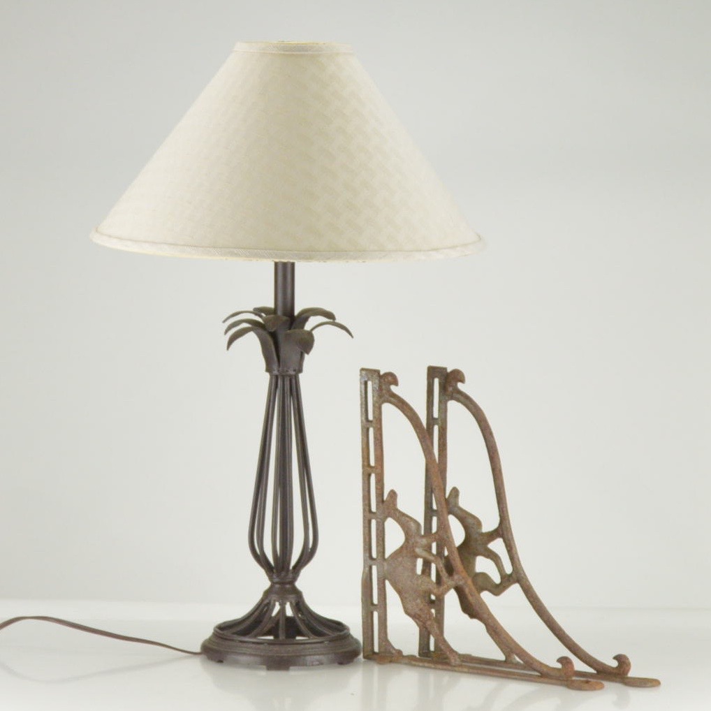 Iron Wall Brackets and Table Lamp with Metal Base