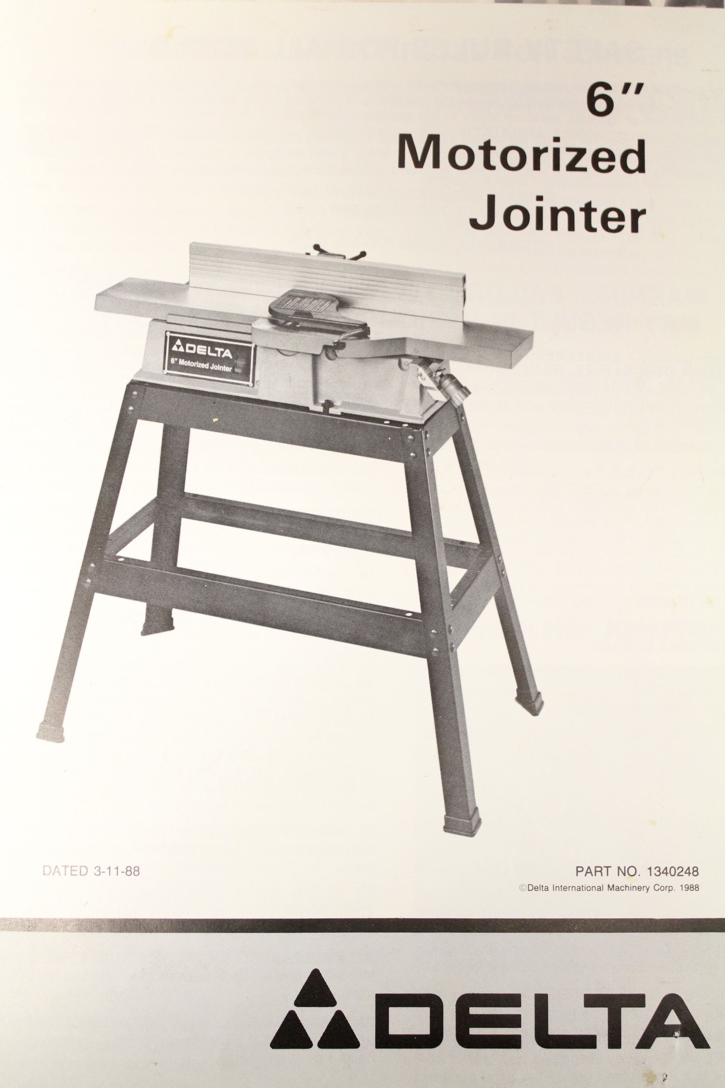 Delta 6" Motorized Jointer on Stand