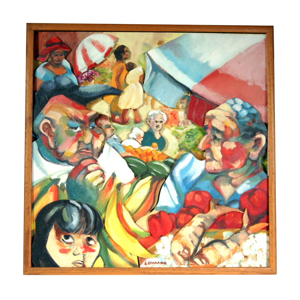 Original S. Ferraro Signed Painting on Wood