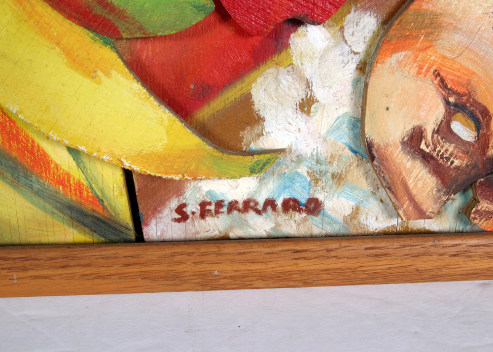 Original S. Ferraro Signed Painting on Wood