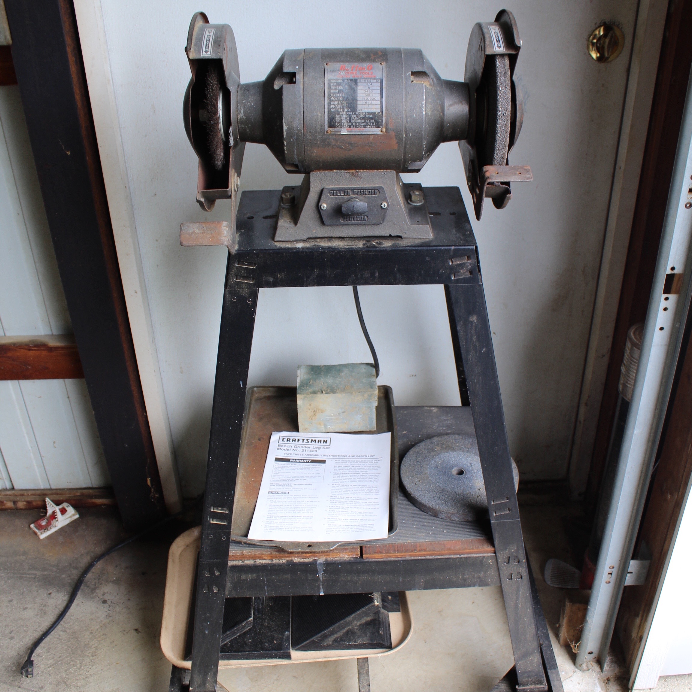 Buffalo Electric Bench Grinder with 8" Wheel and Stand