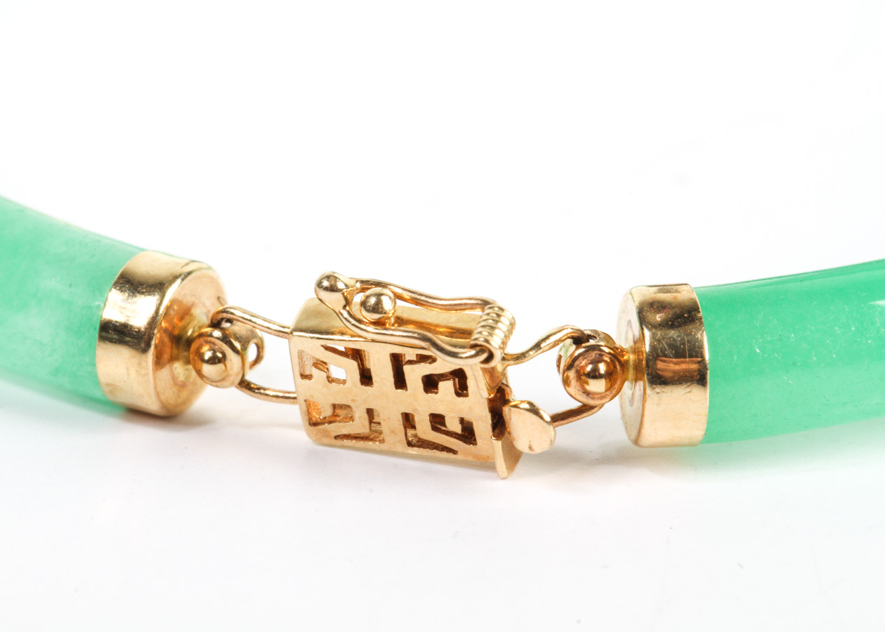14K Yellow Gold and Jade Bracelet