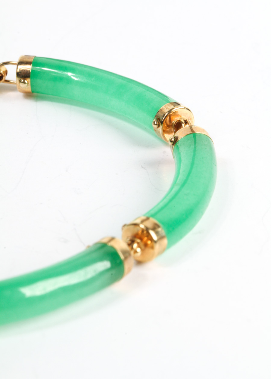 14K Yellow Gold and Jade Bracelet