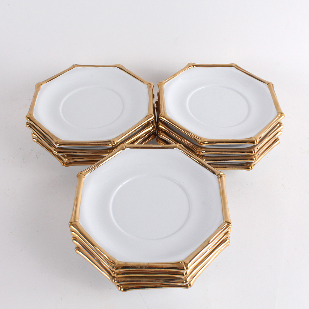 Bambous d'Or Octagon Plates by Georges Briard