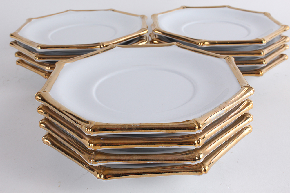 Bambous d'Or Octagon Plates by Georges Briard
