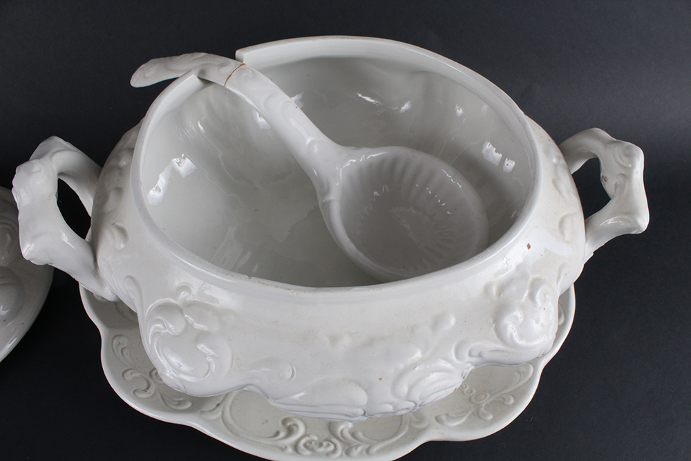 Pair of Italian White Ceramic Soup Tureens