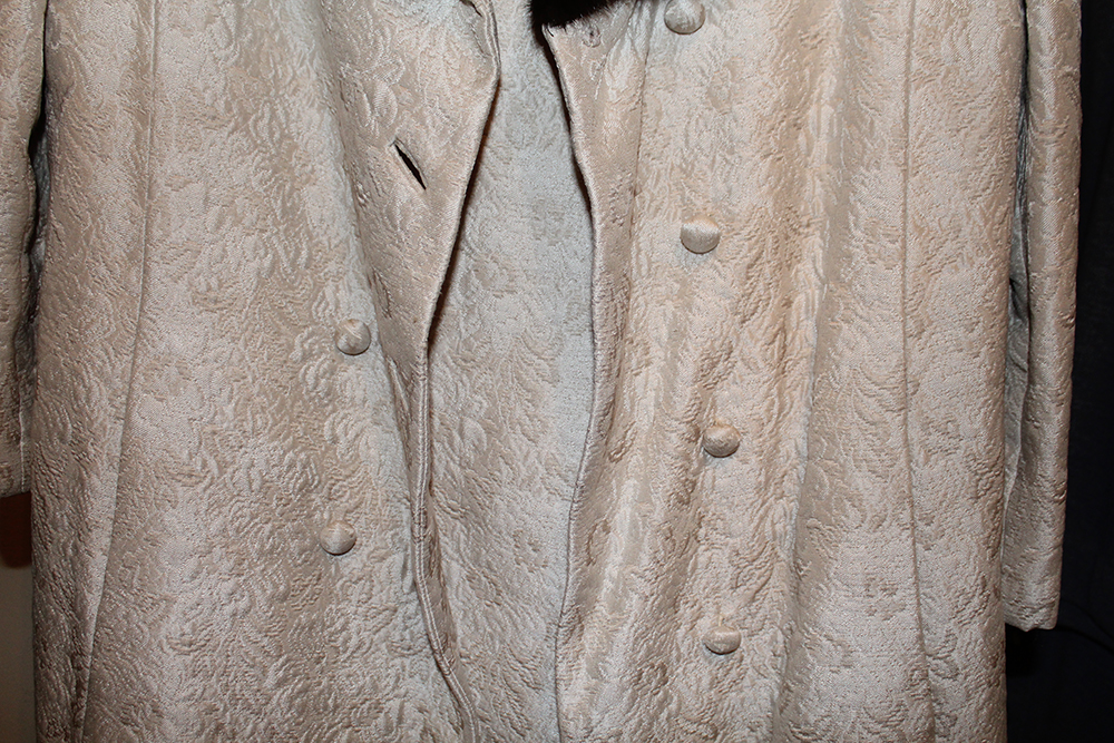 Saks Fifth Avenue Brocade Dress and Jacket with Fur Collar