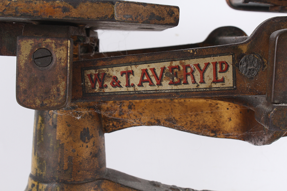 Antique Metal Scale with Copper Tray