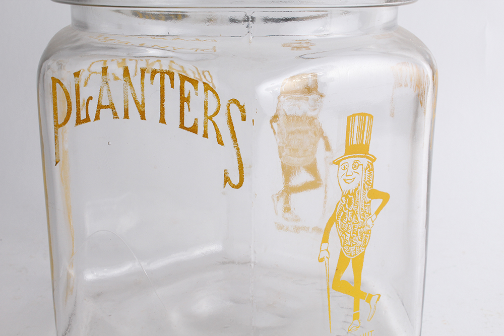 Vintage Glass Hexagon Planters Peanut Jar