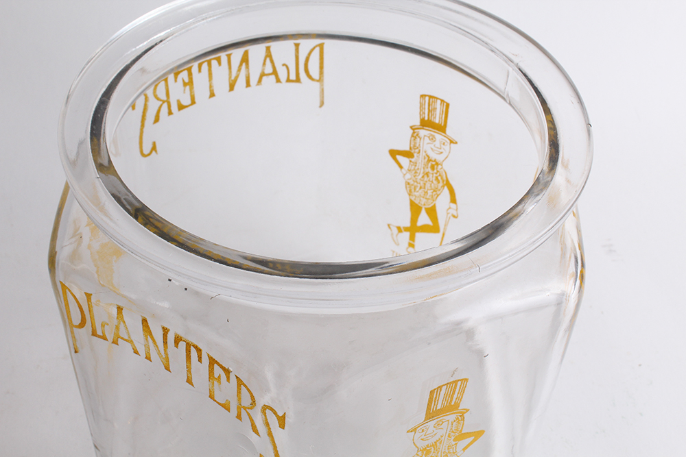 Vintage Glass Hexagon Planters Peanut Jar