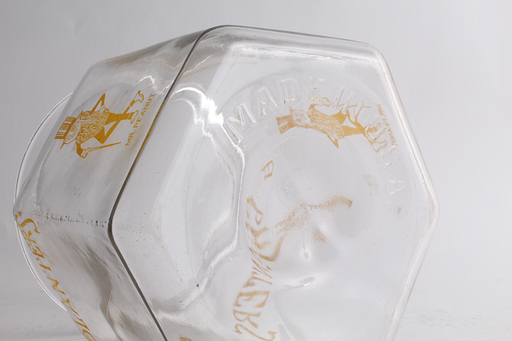 Vintage Glass Hexagon Planters Peanut Jar