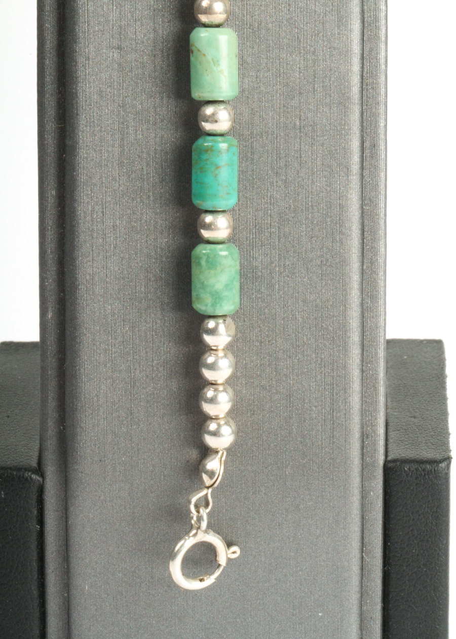 Sterling Silver and Green Stone Bracelet