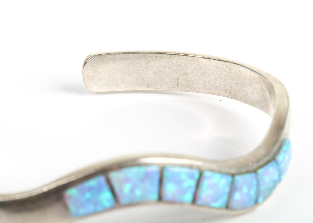Sterling Silver and Opal Cuff Bracelet