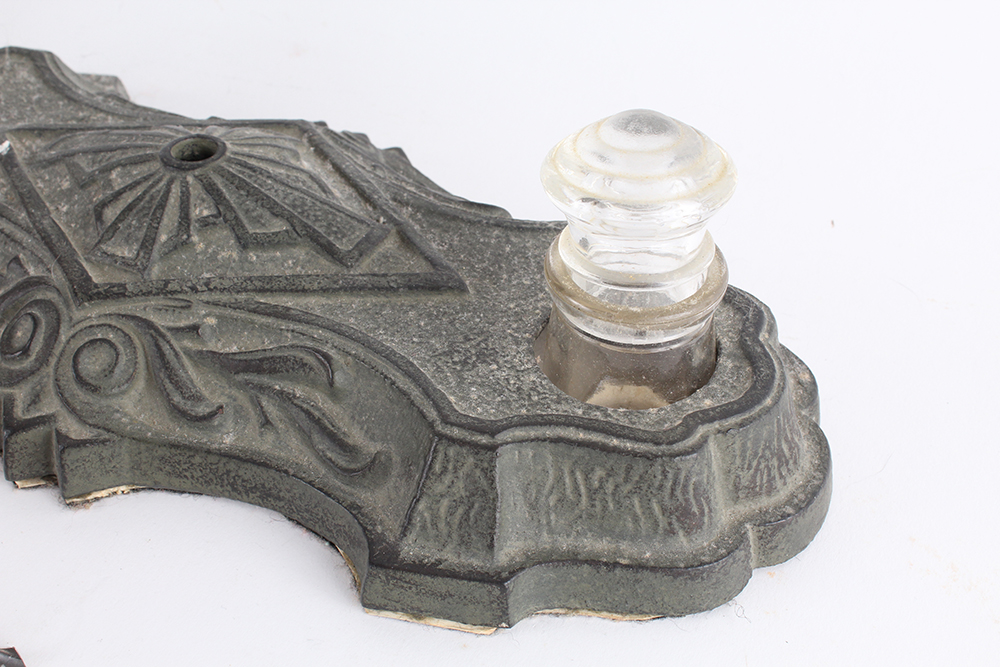 Cast Iron Quill and Ink Well with Pens