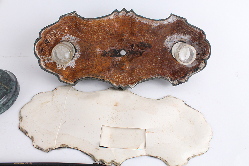 Cast Iron Quill and Ink Well with Pens