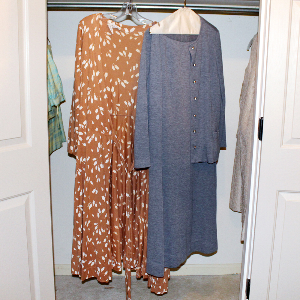 Saks Fifth Avenue Wrap Dress and Gray Skirt Set