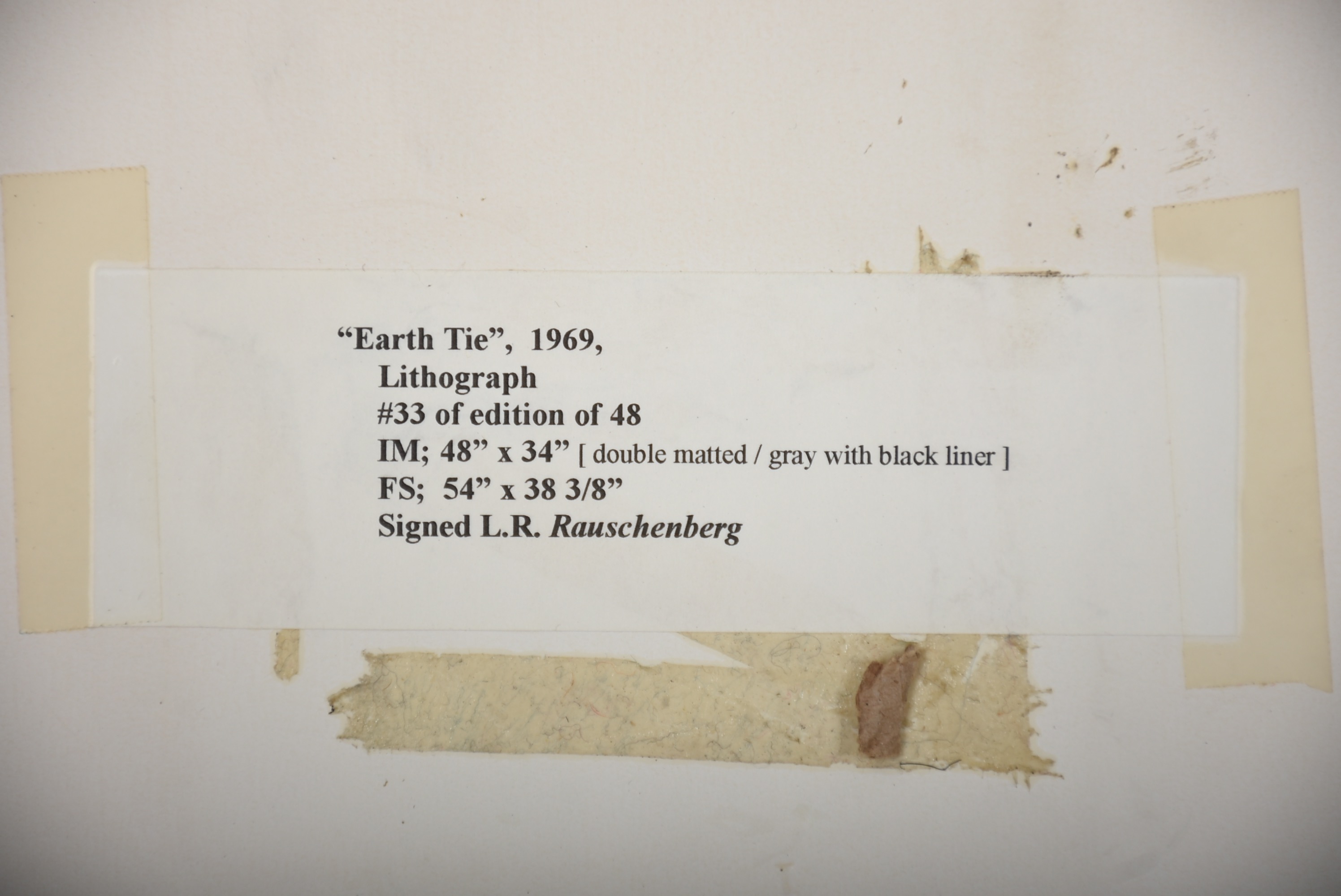 Robert Rauschenberg 1969 Signed Stone Lithograph "Earth Tie"