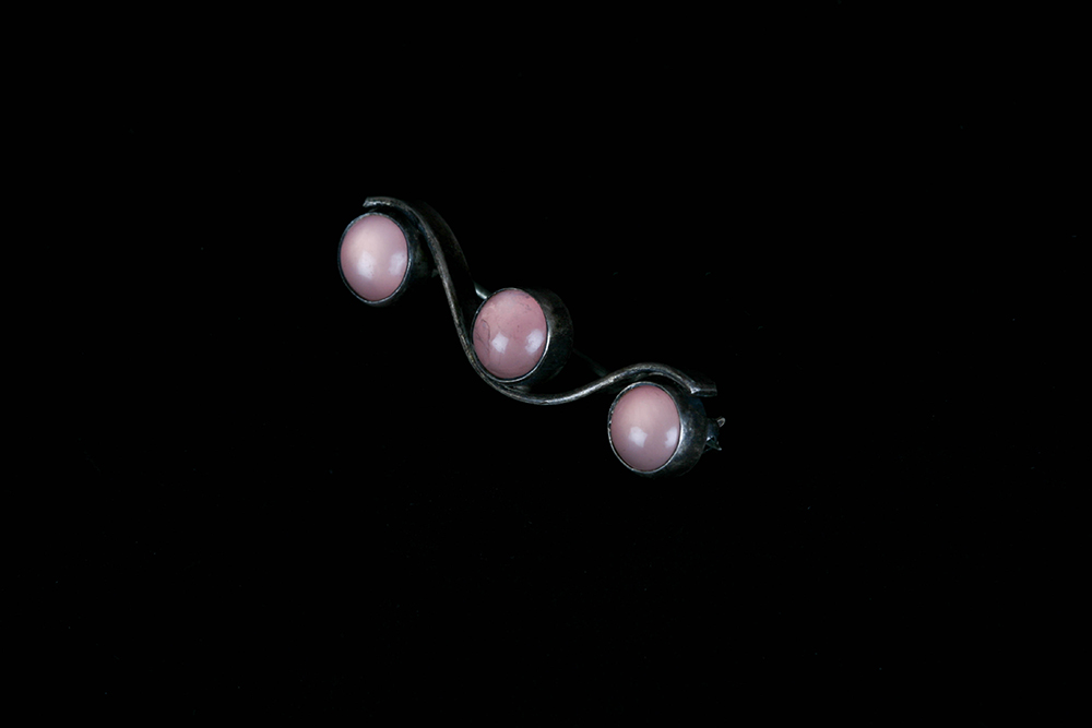 Bench Made Silver and Pink Cabochon Pin