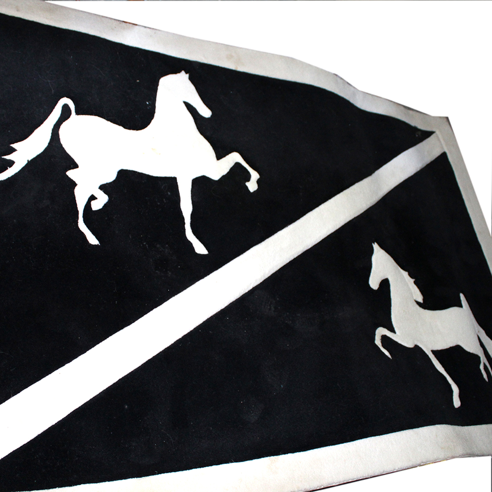 Area Rug with Black and White Horse Motif