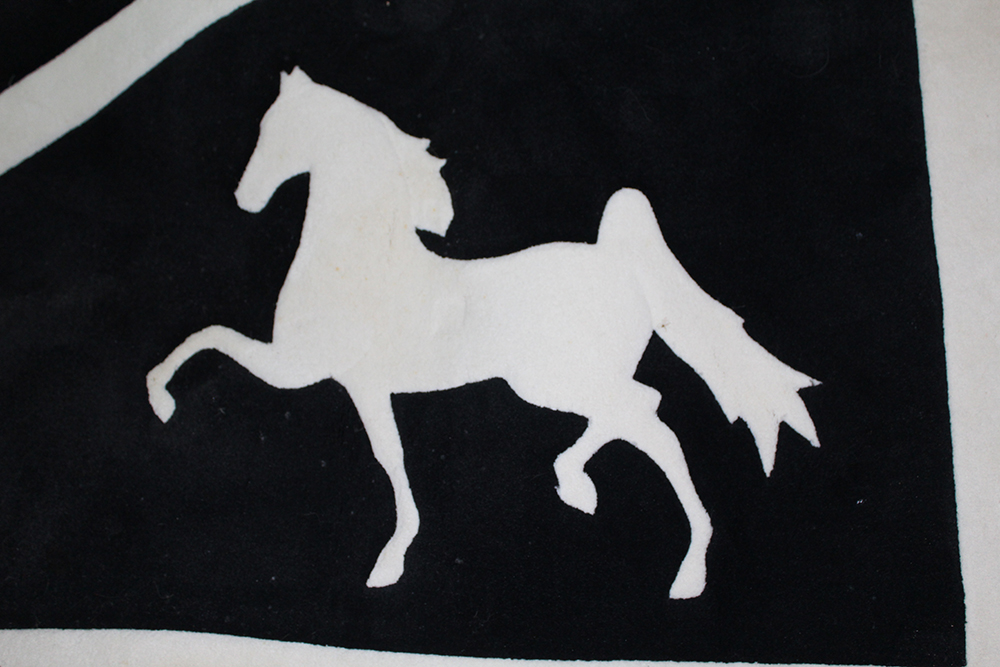 Area Rug with Black and White Horse Motif