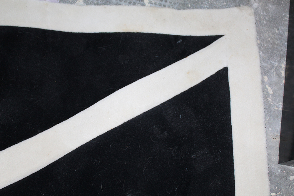 Area Rug with Black and White Horse Motif