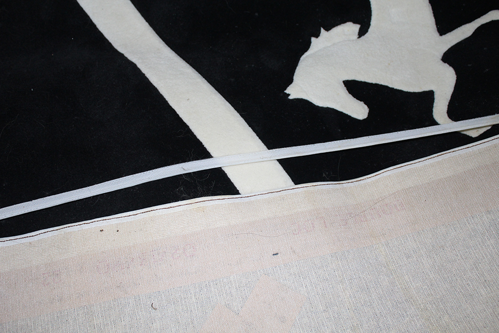 Area Rug with Black and White Horse Motif