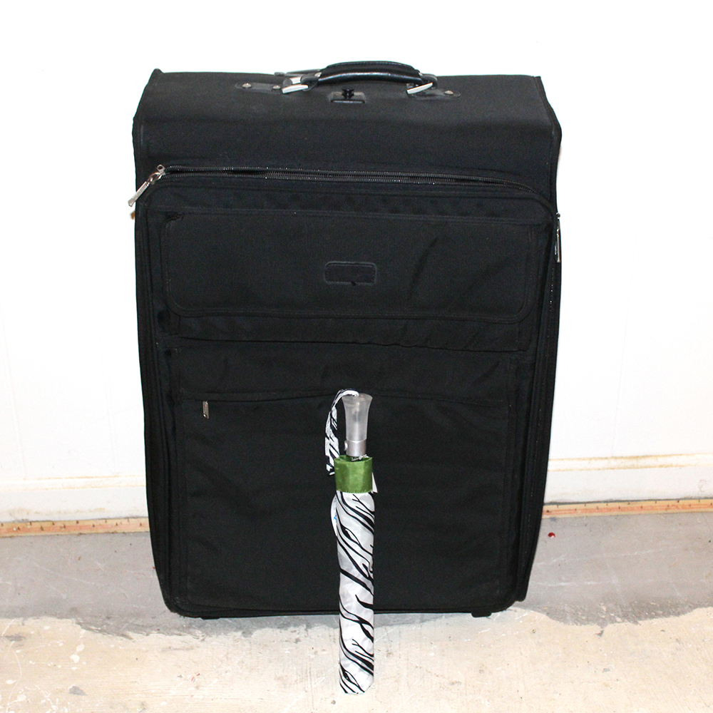 Platinum Hard-Shell Suitcase and Animal Print Jones New York Umbrella